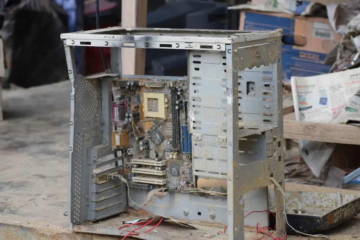 IT scrap - computer chassis and motherboards ready for recycling